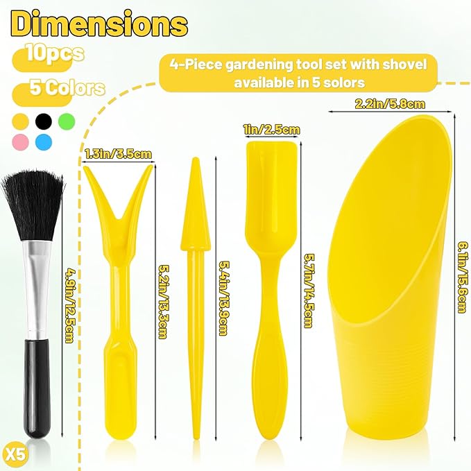 25 Pcs Bonsai Soil Scoop Set, Small Mini Gardening Tools, Garden Hand Tools Kit for Indoor Plant Care, Succulent Planting Tools for Planting, Transplanting Digging (Colorful)