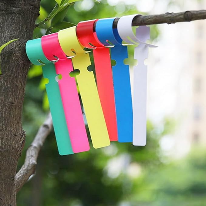 DAJAVE 1200 PCS 6 Color Plastic Plant Tags Wrap Around Hanging Tree Tags, Adjustable Plant Labels Waterproof Nursery Garden Labels Markers