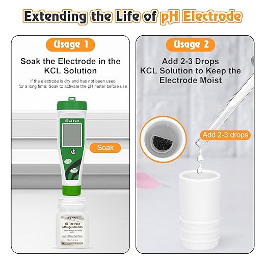 pH Calibration Solution Kit, pH 4 7 10 with KCL Electrode Storage Solution*1, Each 50ml (1.69fl oz) pH Buffer 4,00 7,00 and 10,01 Solution for Water, Pool, Soil, Food pH Meter, pH Probe