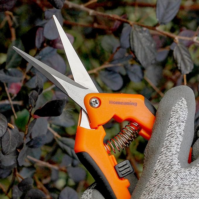 3 Packs Garden Pruning Shears with Straight Blades Trimming Scissors, Gardening Hand Pruning Snips Titanium Coated Precision Bonsai Pruning Shears, Convenient Flower Cutters (Orange)