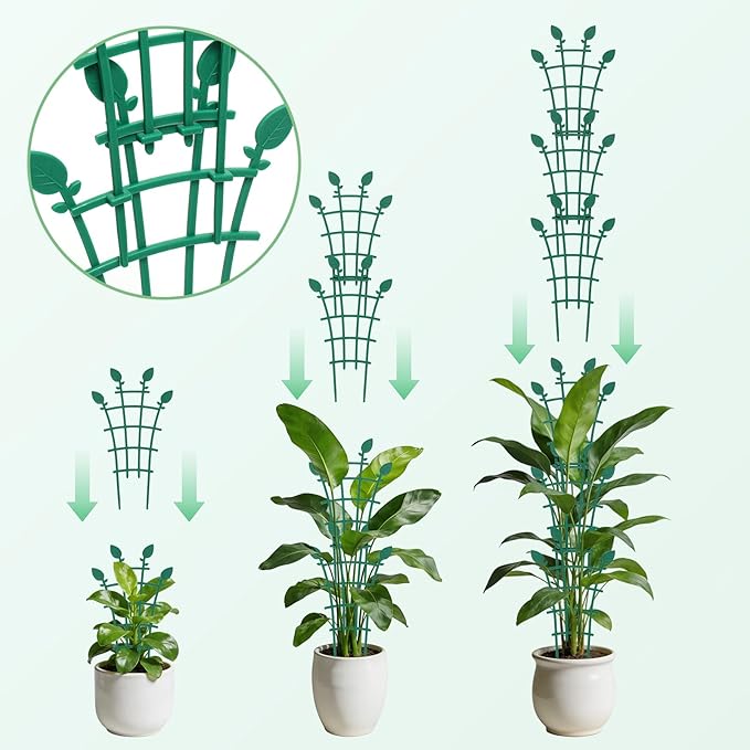 4 Pack Trellis for Potted Plants, Simple to Install Stackable Small Plant Trellis for Indoor & Outdoor, Climbing Plant Support for Pothos, Houseplants Flower, Hoya, Vine, Ivy