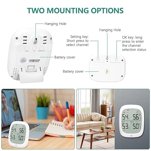 Wireless Outdoor Thermometer Hygrometer, 330ft Remote Range Digital Humidity Gauge, High Accuracy Temperature Monitor for Home, Greenhouse, Baby Room, Patio