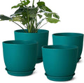 Ferlypote Plant Pots 8 Inch Set of 4, Flower Pots with Multi Mesh Drainage Holes, Planters for Indoor Outdoor Garden Plants and Flowers（Blue）