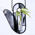LITMIND Stained Glass Propagation Station - Handcrafted Translucent Suncatcher Planter with 2 Tubes, Hanging Hydroponic Décor for Windows & Garden