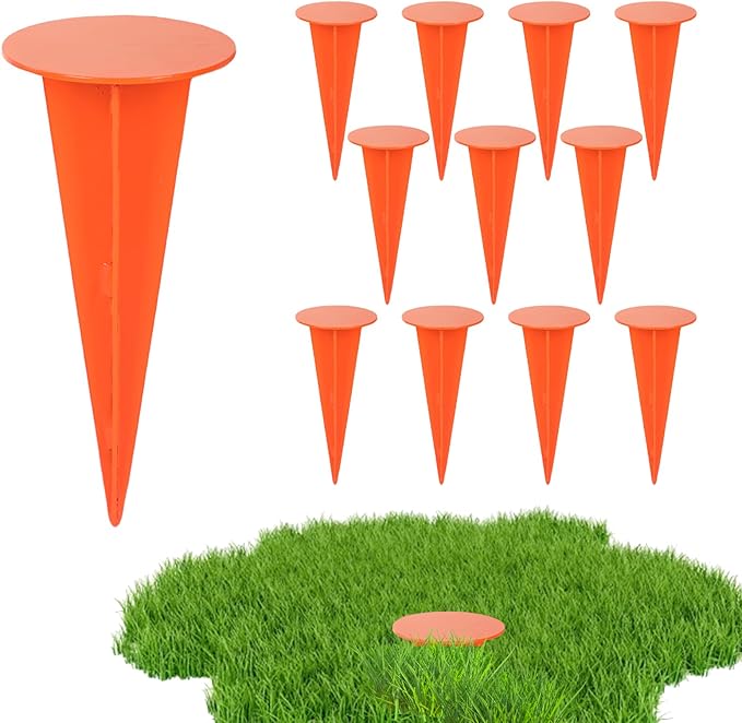 12Pack Low Profile Survey Stakes Brass Heavy Duty Survey Markers Stakes Low Profile Survey Markers Property Line Markers Property Markers for Property Line Ground Septic Tank Markers