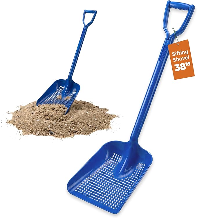 Sand Dipper Treasure Shovel Digger Sifter - Tough Plastic Shovel for Beach, Chicken Coop Poop, Goat Stall Cleaning, and Backyard Barns