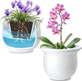 Suclain 2 Pack Ceramic African Violet Pots Self Watering Plant Pot Effortless Self Watering Plant Flower for Busy Lovers, Indoor(White,6.5 Inch)