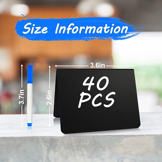 40 Pack Food Labels for Party Buffet - Mini Chalkboard Signs - Food Tags for Party Buffet - Catering Supplies Buffet Display, 3x4 Inches, Easy to Write and Wipe