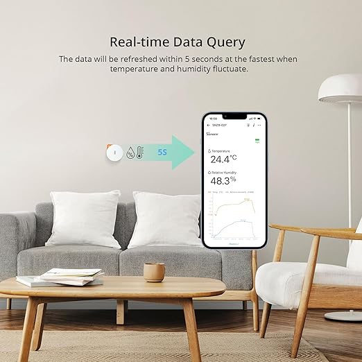 SONOFF SNZB-02P Zigbee Indoor Temperature Humidity Sensor, Thermometer Hygrometer with Alert, Works with Alexa & Google Home for Remote Monitoring and Home Automation, ZigBee 3.0 Hub Required, 2-Pack