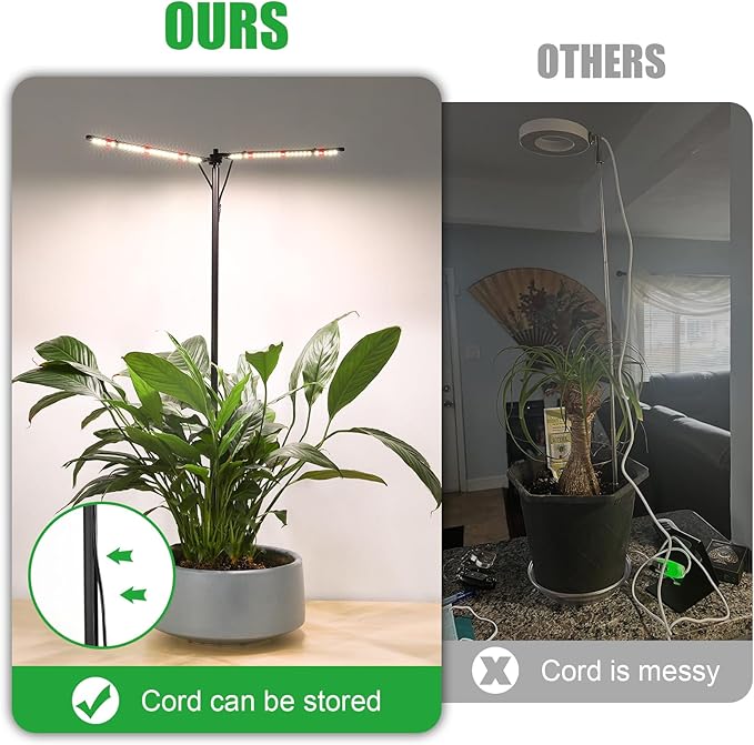 bodkar Plant Grow Lights for Indoor Plants Full Spectrum with 3/6/9H Timer & Dimming, Slim Plant Lights for Indoor Growing with 6000K White Red LEDs for Various Plants