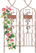 LZRS 2 Pack 59.5 * 18in Rustic Iron Arch Decoration Garden Trellis with Metal Coating – Perfect for Supporting Climbing Plants Outdoor, Roses, Vines, Flowers, and Vegetables, Brown