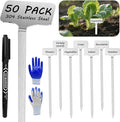 304 Stainless Steel Plant Label, 50 Waterproof Metal Plant Label Stakes and Marker Pen, 7.87" Garden Markers for Outdoor Indoor Plants Identification.