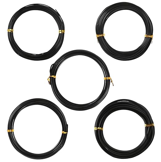 5 Rolls Bonsai Wire, 147 Feet Aluminum Bonsai Training Wires, 5 Sizes Plant Training Wires Black Plant Wires Aluminum Wire for Bonsai Tree Training Indoor DIY Crafts (1mm, 1.5mm, 2mm, 2.5mm, 3mm)