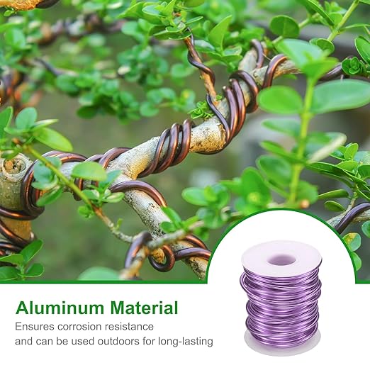 HARFINGTON Bonsai Wire Anodized Aluminum Training Wire Roll 3mm/9 Gauge 33ft Length Bendable Bonsai Tree Wire for Garden, Horticulture, Landscape, Planting, Light Purple