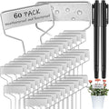 Moxweyeni 60 Pcs Metal Garden Tags Plant Labels for Garden Waterproof Plant Markers with 2 Permanent Pen Planting Nursery Tags Reusable Labels Stake for Plants (Aluminum,4 Inch)