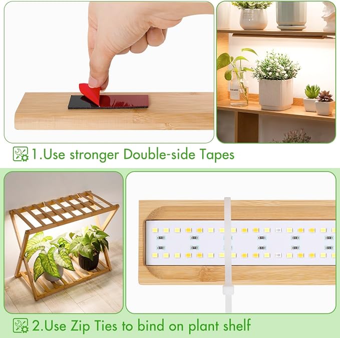 FOXGARDEN Grow Light, Bamboo Full Spectrum Plant Light Strip for Indoor Plants, 384 LED Bright Grow Lamp with Auto On/Off Timer 4/8/12H, 3 Switch Modes, 10 Dimmable Levels, 4 Strips with 1 Controller