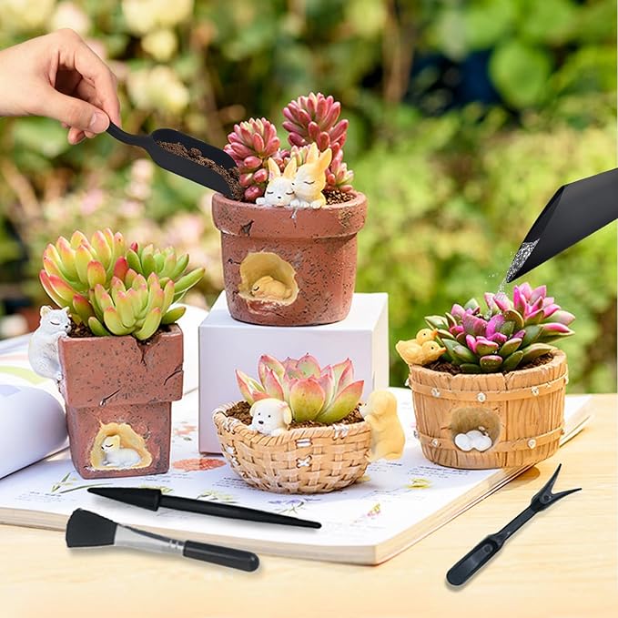 Mini Succulent Tools, 5Pc Succulent Planting Tools Kit for Indoor Planting, Succulent Gardening Tools for Digging, 2 Colors Shovel Scoop Bucket Spoon Brush Outdoor Plant Care (Pink)