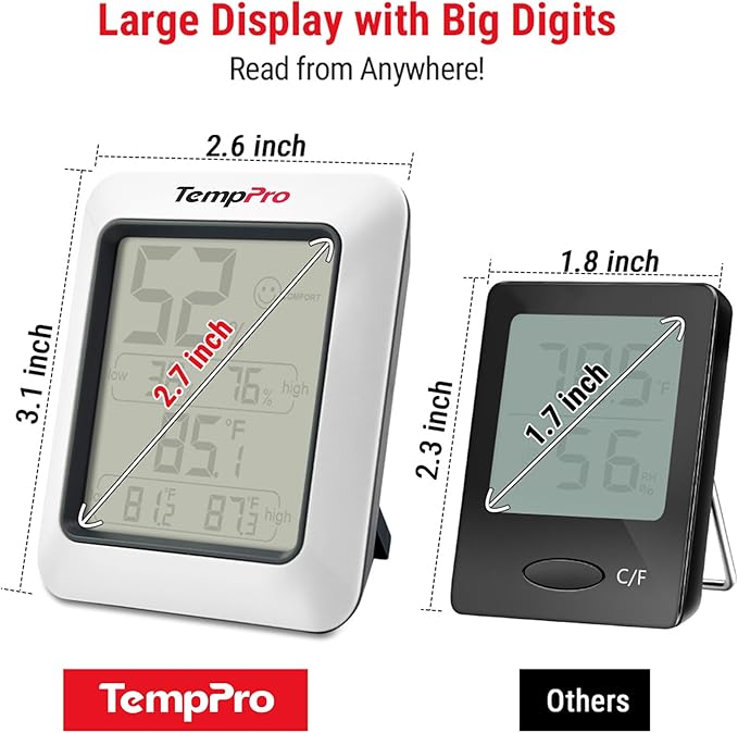 TempPro TP50 3 Pieces Digital Hygrometer Indoor Thermometer Room Thermometer and Humidity Gauge with Temperature Humidity Monitor (Previously ThermoPro)