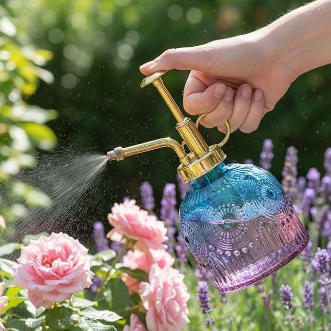 Indoor and Outdoor Potted Plant Sprayer Household Plant Glass Small Watering Can Spray Bottle Plant Sprayer Glass Spray Bottle Decorative Spray Bottle (Purple Gradient Blue)