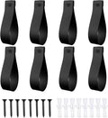 Curtain Rod Holders,Set of 8 Leather Curtain Rod Brackets with Screws,PU Curtain Rod Hangers Stylish Black Leather Straps Hooks for Wall Pole Macrame Boho Art Décor