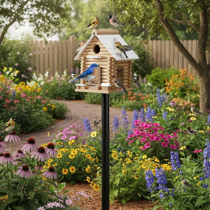Premium Wooden Lincolnlog Bird House Kit - Birdhouse Kits - Build it Yourself Birdhouse for Adults to Build - Woodworking Adult Crafts & DIY Bird House, Relax Crafts Gifts Wood Projects