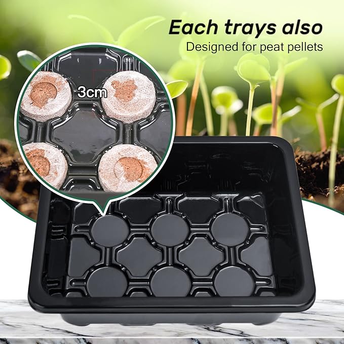 Bonviee 10 Packs Seed Starter Trays, Seed Starter Kit with Adjustable Humidity Dome