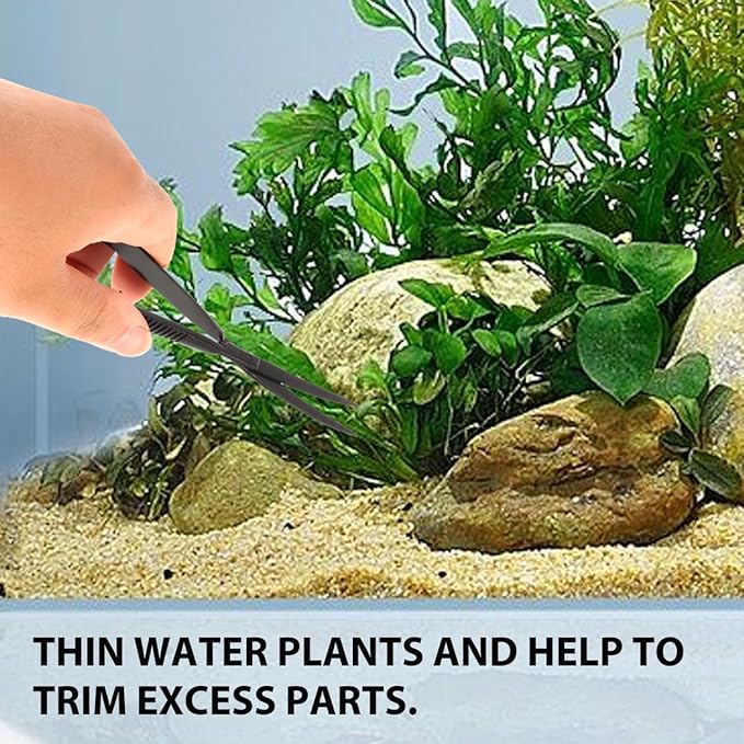 POPETPOP 6.1 Inch Curved Aquarium Scissors Water Grass Shears Spring-Loaded Precision Pinch Action for Aquascaping and Small Plant Trimming