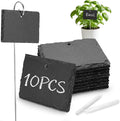 KINGLAKE Large Slate Plant Labels - 10 Pcs Slate Garden Plant Labels Tags with Metal Stakes and Chalk Pencils Tall Garden Plants Markers Signs for Outdoor Plants Vegetables Herb Flower Bed Pots
