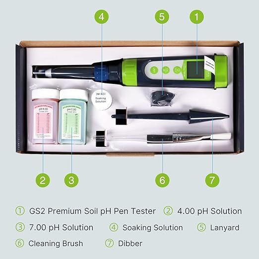 Apera Instruments AI102G GroStar Series GS2 Soil pH Pen Tester Kit for Direct Soil Test and Nutrient Solutions Test with Replaceable Swiss Spear pH Probe, Gen II