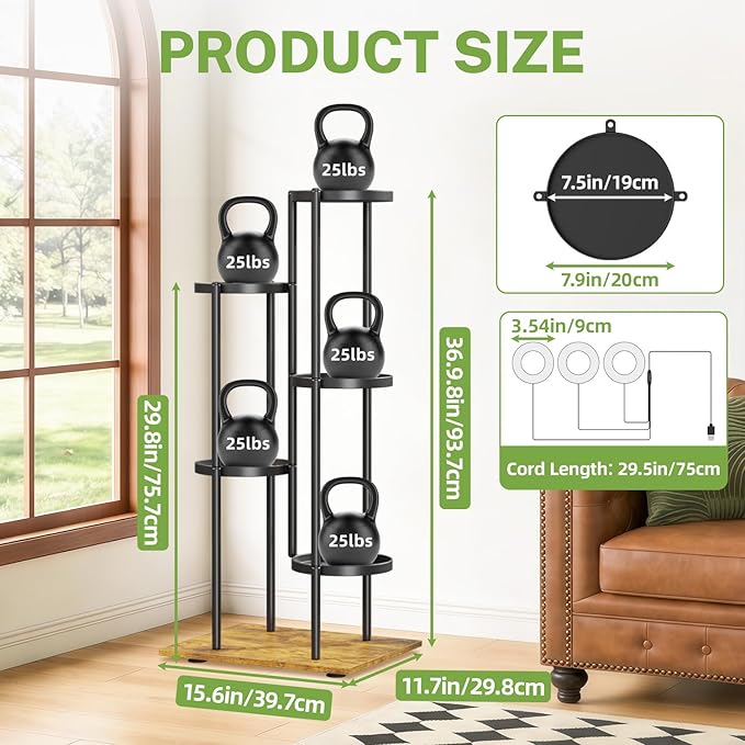 iDavosic.ly 5 Tier Plant Stand Indoor with Grow Lights, Tiered Corner Multiple Flower Pot Holder Shelf, Metal Tall Display Rack for Porch Living Room Balcony Bedroom, Modern Black & Rustic Brown