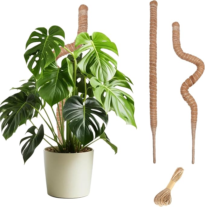 Moss Pole Monstera Plant Support 2 Pack 24 Inch Handmade Coco Coir Pole Plant Sticks Support Stakes Bendable Moss Pole for Monstera Plants Indoor for Potted Plants Philodendron to Grow Upwards