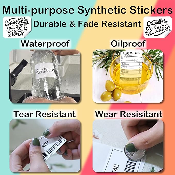 Thermal Labels Compatible for Supvan T50M Pro, Phomemo M110, Label Maker Tape Refill, Weatherproof & Tear-Resistant Thermal Stickers (50mm x 80mm-1.97"x3.15")