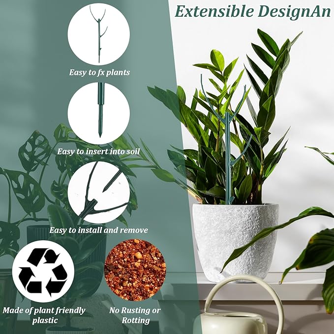 5Pcs Garden Plant Support Stakes for Indoor Outdoor Plants, Stackable Monstera Plant Support Stakes, ClimbingPlant Supports StructuresPlant Holder Stick Moss Pole for Tall Potted Plants