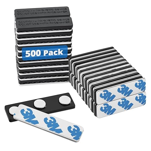 Mifflin-USA - Name Tag Magnets - 500 Pack, 1.75 x 0.5 Inches - Premium ID Badge Holder with 3 Extra Strong Neodymium Magnets
