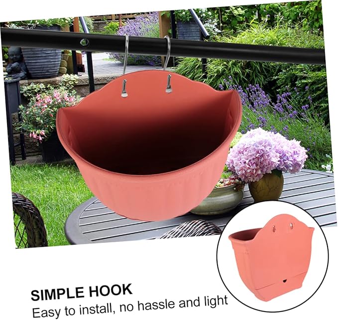 POPETPOP 2pcs Half Hanging Planter Pot Imitation Leather Design for Container Tray for Windowsills Balconies Gardens