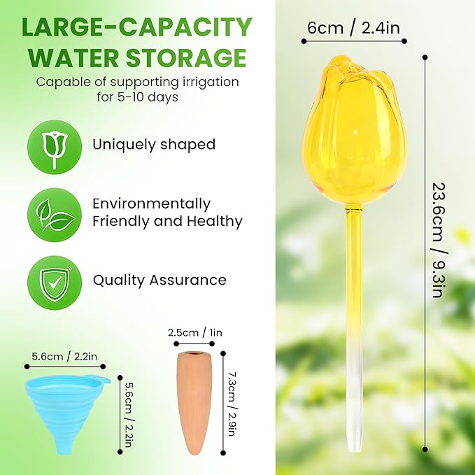 Plant Watering for Tulips, Glass Watering Globe, Self-Watering Pot Plug-in, Travel Holiday Plant Watering Device, Home Decor, Automatic Home Plant Hydration System