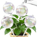 20oz Total Glass Watering Globes (4 Pack, 5oz/150ml Each), Up to 7 Days Self-Watering Bulbs for Plants, Top-Fill Design with Rubber Stopper, Iridescent Glass Decor for Indoor Outdoor Pots