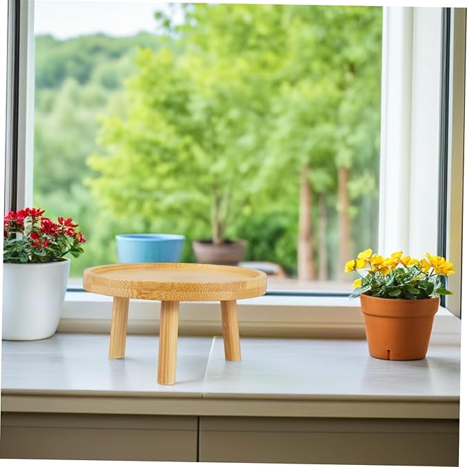 DOITOOL Indoor Wooden Plant Stand 4.33 Inch Flowerpot Tray Holder for Succulents Vase Display Stool Lightweight Decorative Shelf for Home and Tabletop