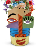 Midogaigai Abstract Face Planters Pots Head,Unique Head Planter for Indoor Plants,Funny Face Flower Pot,Colorful Plant Pots for Outdoor Garden Decor and Home Art Decoration(Eclectic)