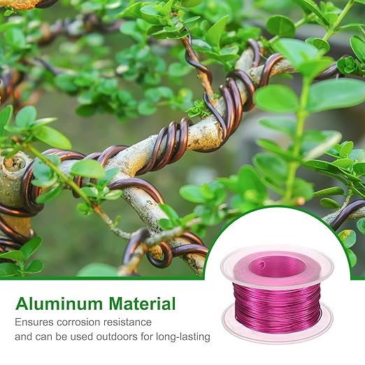 HARFINGTON Bonsai Wire Anodized Aluminum Training Wire Roll 0.8mm Gauge 98ft Length Bendable Bonsai Tree Wire for Garden, Horticulture, Landscape, Planting, Rose Red