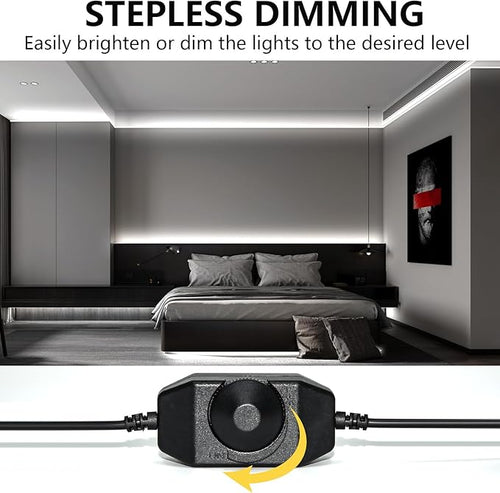 10ft White LED Strip Lights,12V Dimmable Tape Lighting with Infrared Remote,SMD 2835 LEDs Adhesive Ribbon Light,Connectable,Cuttable,Indoor Rope Light for Room Bedroom Cabinet