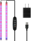 iPower 20W LED Grow Light Strips for Indoor Plants with Auto ON/Off 3/9/12H Timer 10 Dimmable Levels 48 LEDs Per Tube Sunlike Grow Lamp for Hydroponics Succulent, Red&Blue