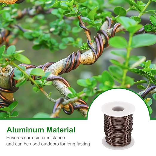 HARFINGTON Bonsai Wire Anodized Aluminum Training Wire Roll 1.5mm/15 Gauge 98ft Length Bendable Bonsai Tree Wire for Garden, Horticulture, Landscape, Planting, Brown