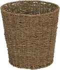 Household Essentials Seagrass Wicker Waste Basket, Handwoven Waste Bin with Metal Frame, Perfect for Bathrooms and Bedrooms,