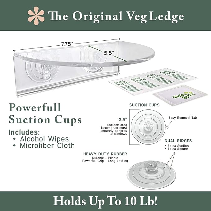 Window Garden Double Veg Ledge – Create an Indoor Garden, Hold Your Planter Pots, Seed Starter, Figurines on Your Window. Grow Herbs, Microgreens, Succulents, Indoor Garden Kit (3 Pack)