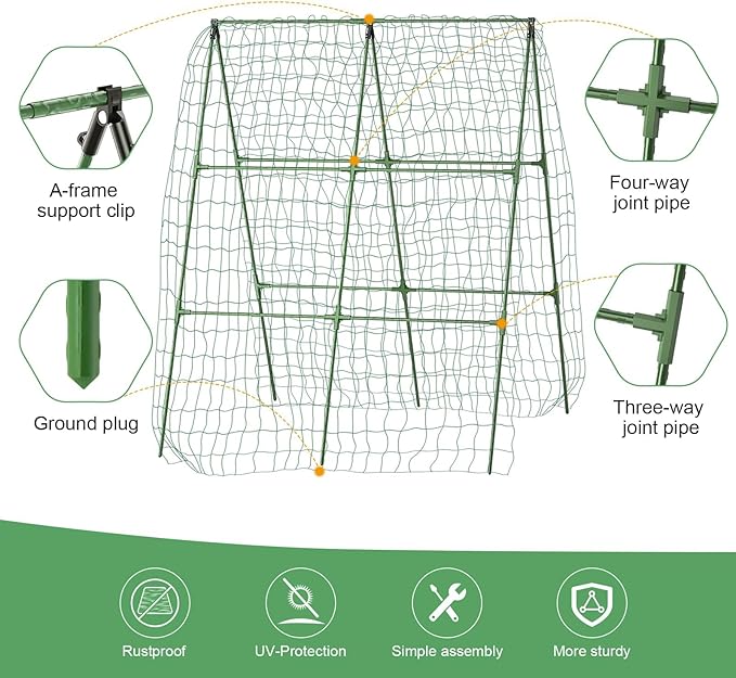 55" H x 36" W Cucumber Trellis for Raised Bed Garden, Cucumber Trelli for Climbing Plants Outdoor，A-Frame Vegetable Grow Supports, Tomato Plant Support for Tomato Squash Zucchini (1PC)