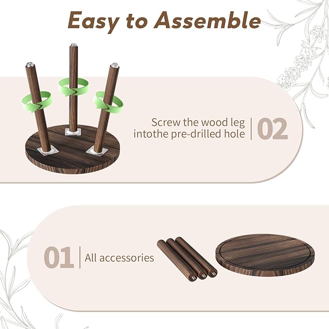 Uneedem Plant Stand Indoor - 3-Pack Taller Single Wood Plant Stand for 6-12 Inch Pots, Mid-Century Modern Plants Stool for Large Plants, Small Round Wooden Planter Table for Living Room, Balcony