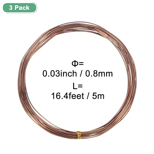 M METERXITY 3-Rolls 0.8mm Bonsai Training Wire, 49.2 Feet Total Anodized Aluminum Bonsai Wires for Bonsai Tree Shaping/Branches Fixing/Trunk Holding/DIY Crafting [16.4ft Each, Bronze]