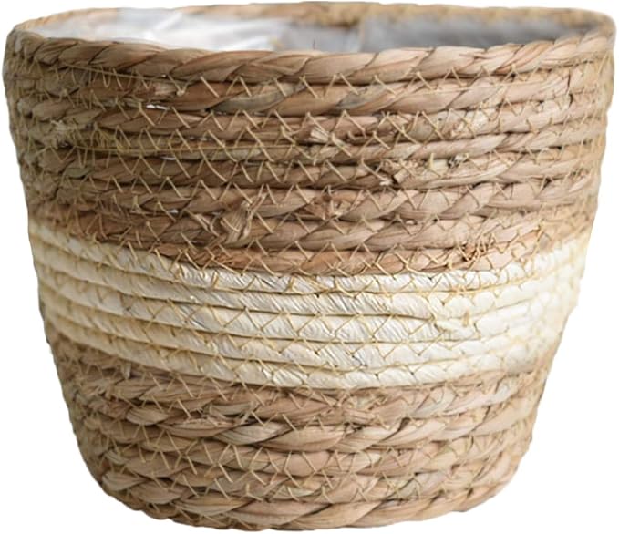 Seagrass Planter Basket Rattan Flower Basket Indoor Outdoor Flower Pots Cover Plant Pots Containers Straw Basket Rattan Vases Pots Home Decoration Flower Handmade Basket (#5)