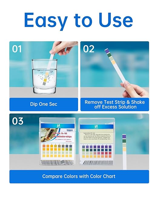 LOHAND pH Test Strips, 100 Strips, Fast&Convenient, 0-14 Universal pH Paper for Drinking Water/Liquid Testing/Urine/Pool/Soil Liquid/Brewing/Laboratory